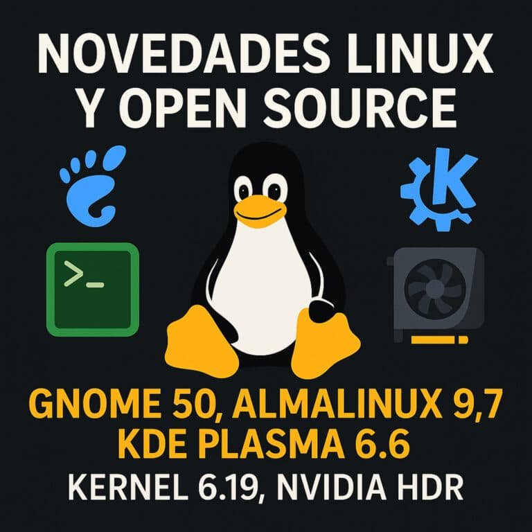 Novedades Linux y Open Source: GNOME 50, AlmaLinux 9.7, y KDE Plasma 6.6